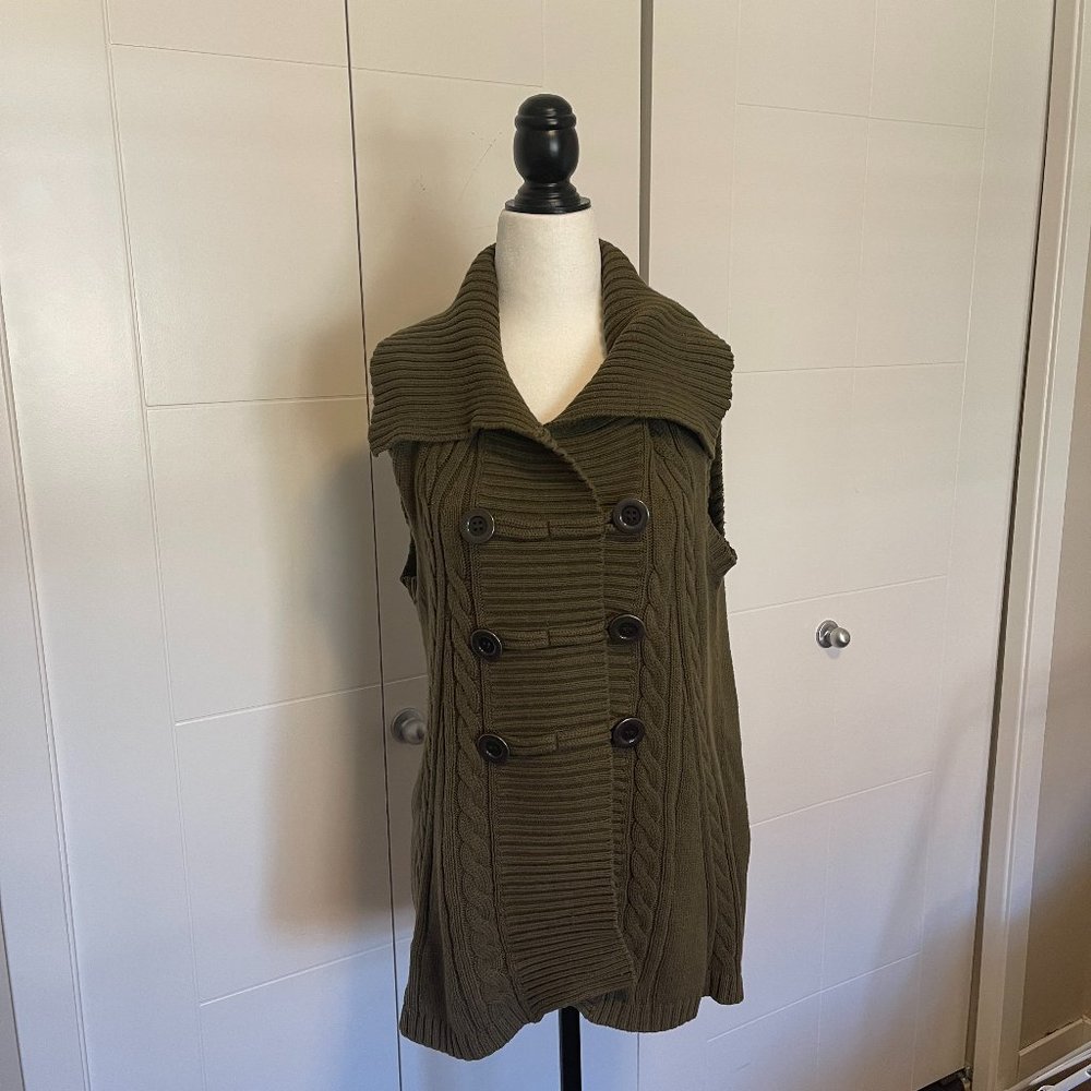 Style & Co, sweater vest, button up cardigan, cotton blend, size M